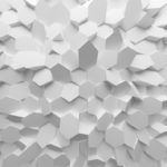 White abstract hexagons backdrop. 3d rendering geometric polygons, as tile wall. Interior room